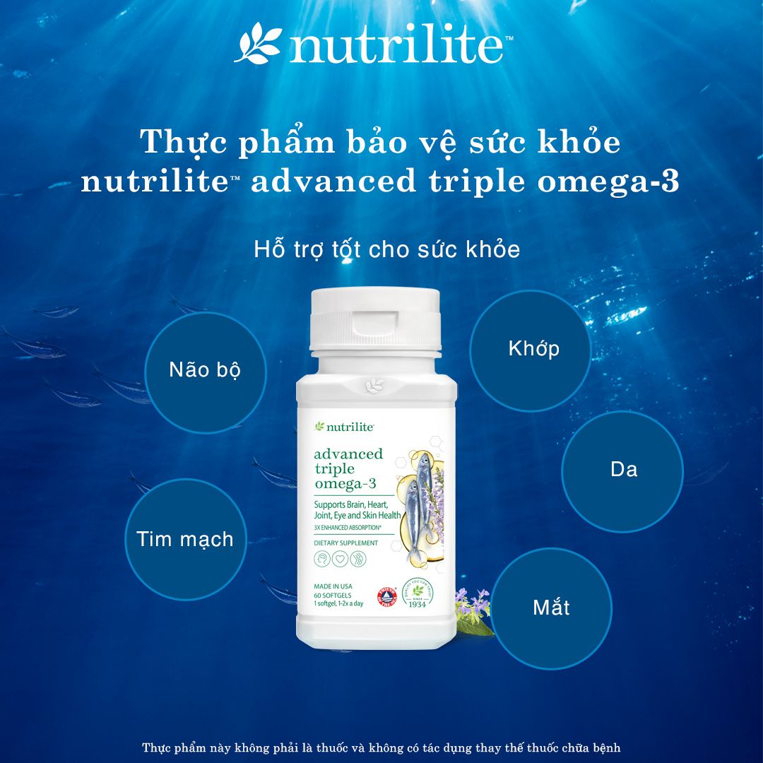 Amway Omega 3 trợ tốt cho sức khỏe não bộ, tim mạch, khớp, mắt, và da